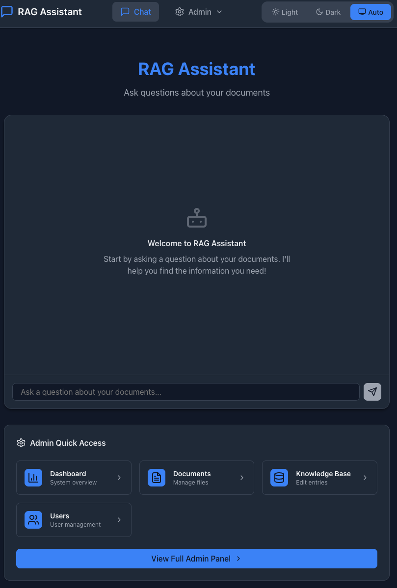 Screenshot of RAG chat frontend